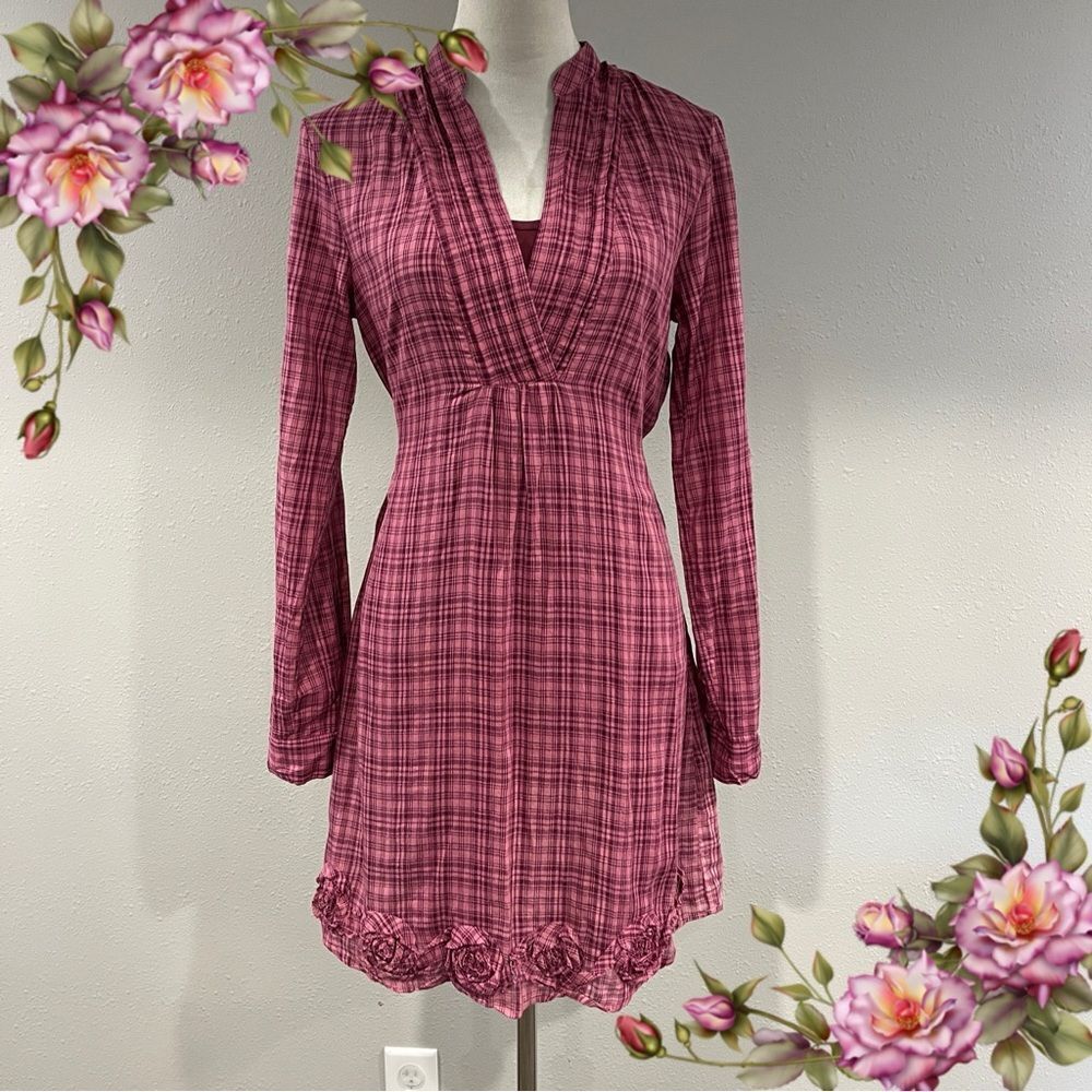 Maurice’s Pink Plaid Long Sleeve Dress size small